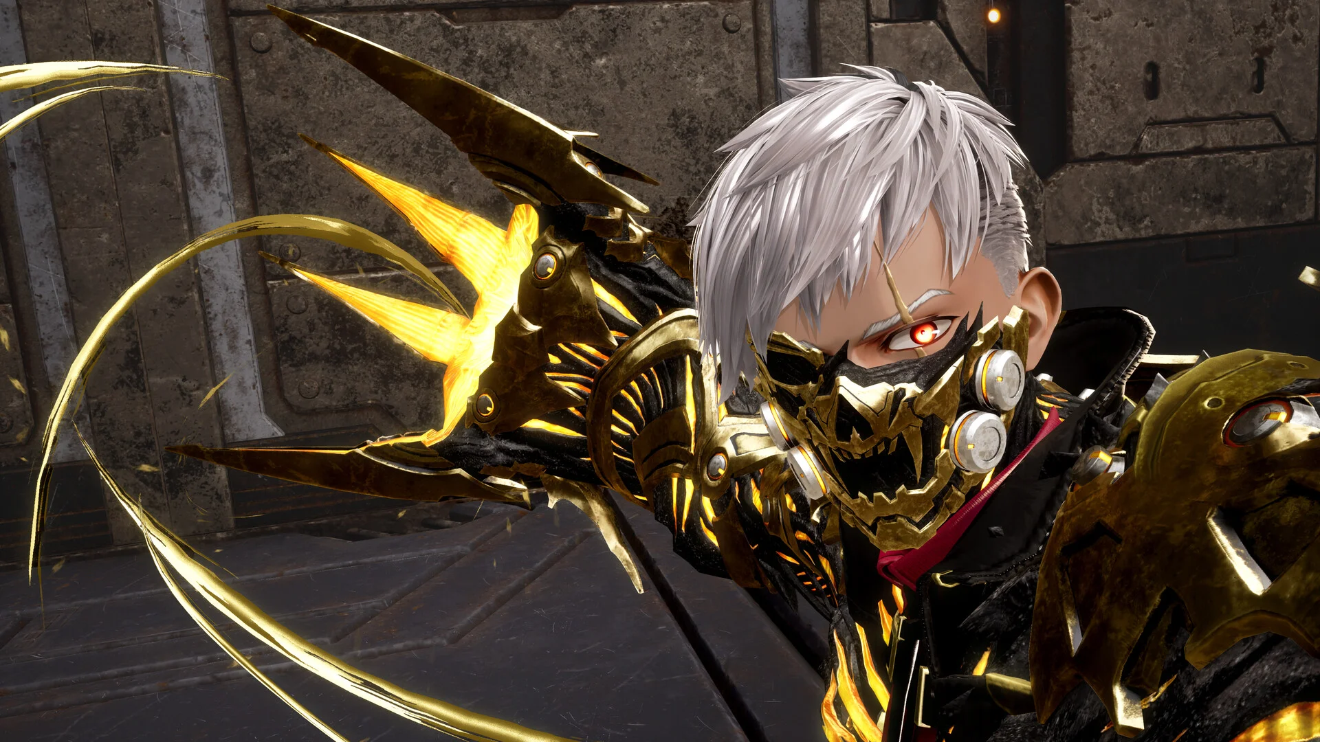【レビュー】『CODE VEIN II(コードヴェイン2)』タイムトラベル×死にゲーの最強タッグ!前作超えの濃密ドラマと骨太バトルがヤバすぎる 21 『CODE VEIN II』ゲーム画面。ジェイルの金色の力を纏い、仮面を着けた主人公