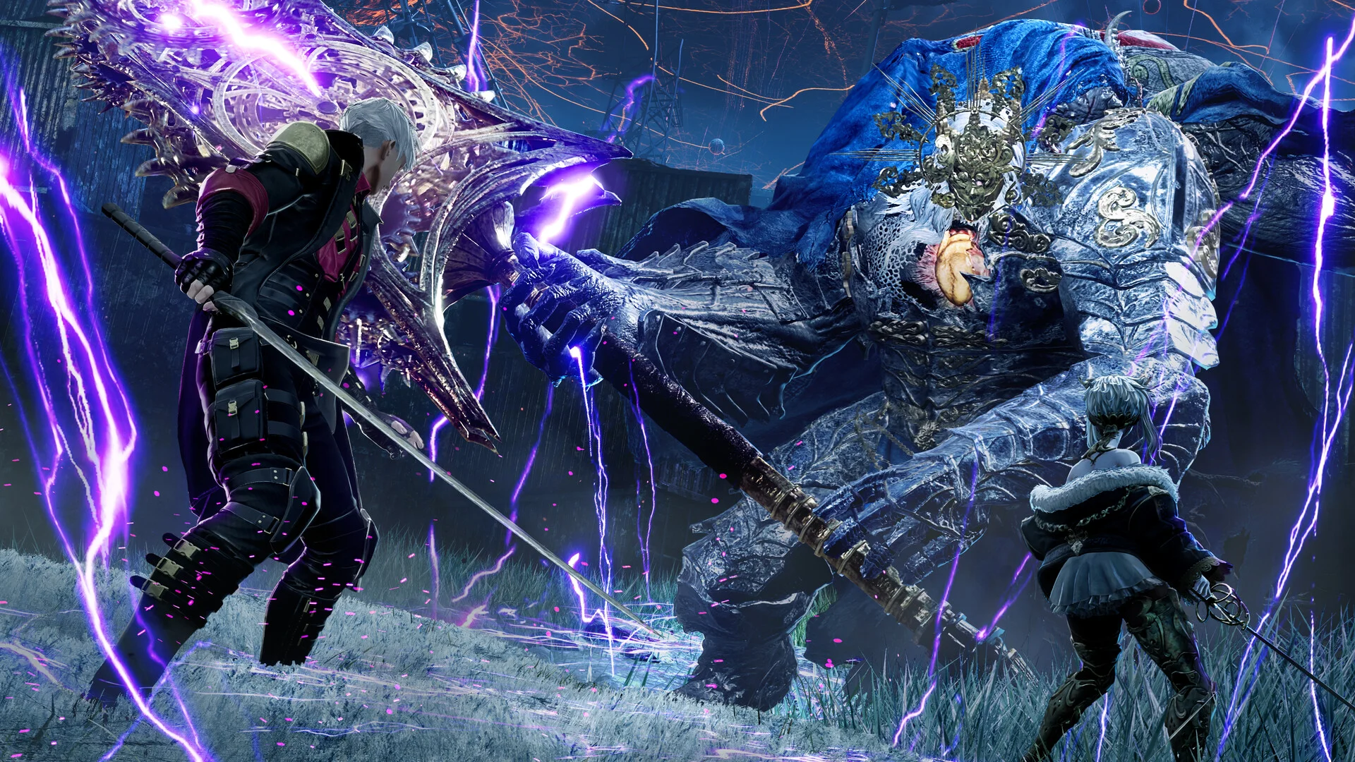 【レビュー】『CODE VEIN II(コードヴェイン2)』タイムトラベル×死にゲーの最強タッグ!前作超えの濃密ドラマと骨太バトルがヤバすぎる 15 『CODE VEIN II』ゲーム画面。巨大なボスに共闘で挑む主人公とバディのルゥ