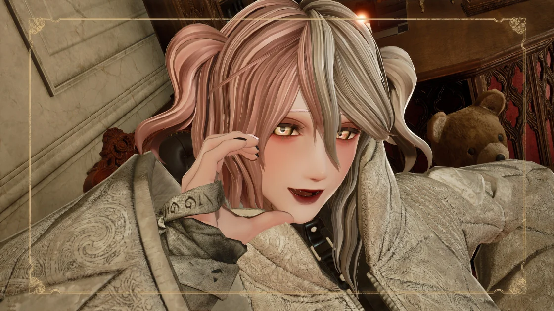 【レビュー】『CODE VEIN II(コードヴェイン2)』タイムトラベル×死にゲーの最強タッグ!前作超えの濃密ドラマと骨太バトルがヤバすぎる 6 『CODE VEIN II』Character Creator Demoのフォトモード画面。作成したキャラクターをフレーム付きで撮影できる