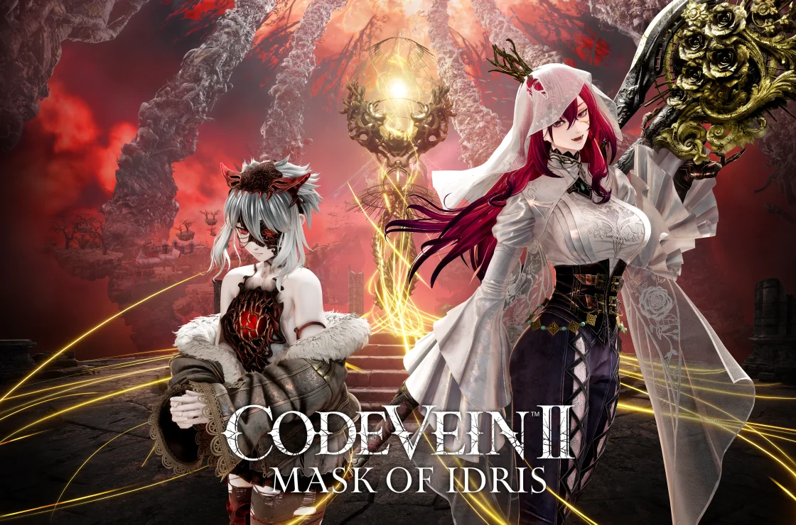 【レビュー】『CODE VEIN II(コードヴェイン2)』タイムトラベル×死にゲーの最強タッグ!前作超えの濃密ドラマと骨太バトルがヤバすぎる 17 『CODE VEIN II』拡張DLC「Mask of Idris」キービジュアル。仮面のルゥと新バディのリヴ・ヴォーダ
