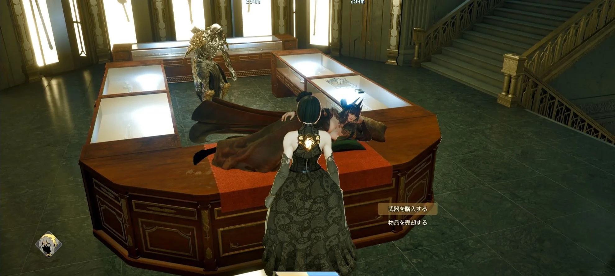 【レビュー】『CODE VEIN II(コードヴェイン2)』タイムトラベル×死にゲーの最強タッグ!前作超えの濃密ドラマと骨太バトルがヤバすぎる 9 『CODE VEIN II』実際のプレイ画面。マグメル島のショップで「武器を購入する」「物品を売却する」のメニューを開いている