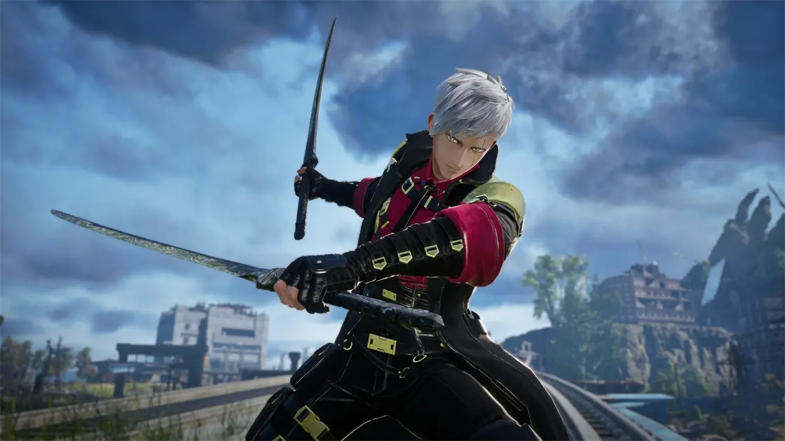 【レビュー】『CODE VEIN II(コードヴェイン2)』タイムトラベル×死にゲーの最強タッグ!前作超えの濃密ドラマと骨太バトルがヤバすぎる 12 『CODE VEIN II』戦闘画面。新武器種「双剣」を構えて敵に切り込む主人公