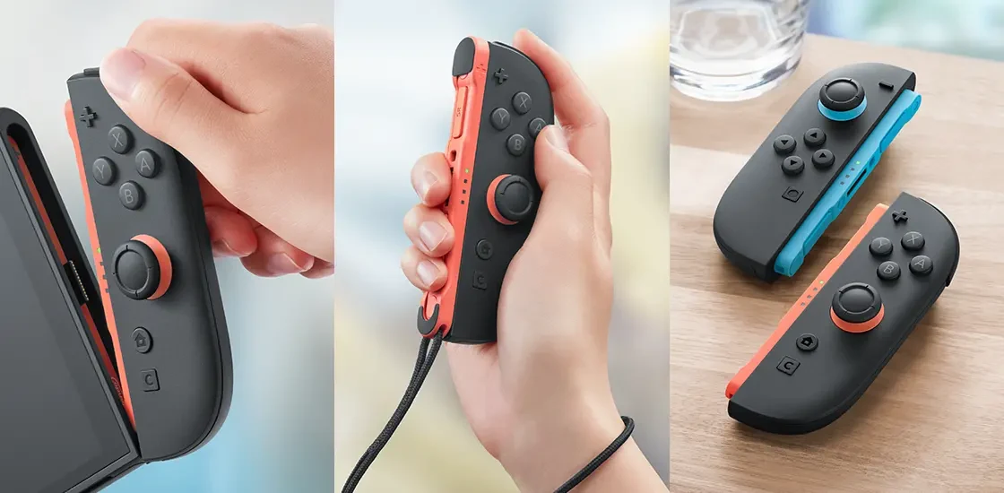Nintendo Switchはいま4機種から選ぶ時代。2026年の価格・違い・互換性まとめ 4 Joy-Con 2を手に持つ様子と机に置かれたJoy-Con 2