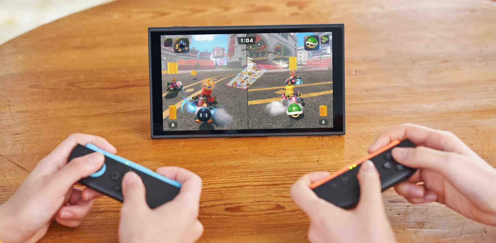 Nintendo Switchはいま4機種から選ぶ時代。2026年の価格・違い・互換性まとめ 6 テーブルモードでJoy-Con 2を分けて遊ぶNintendo Switch 2