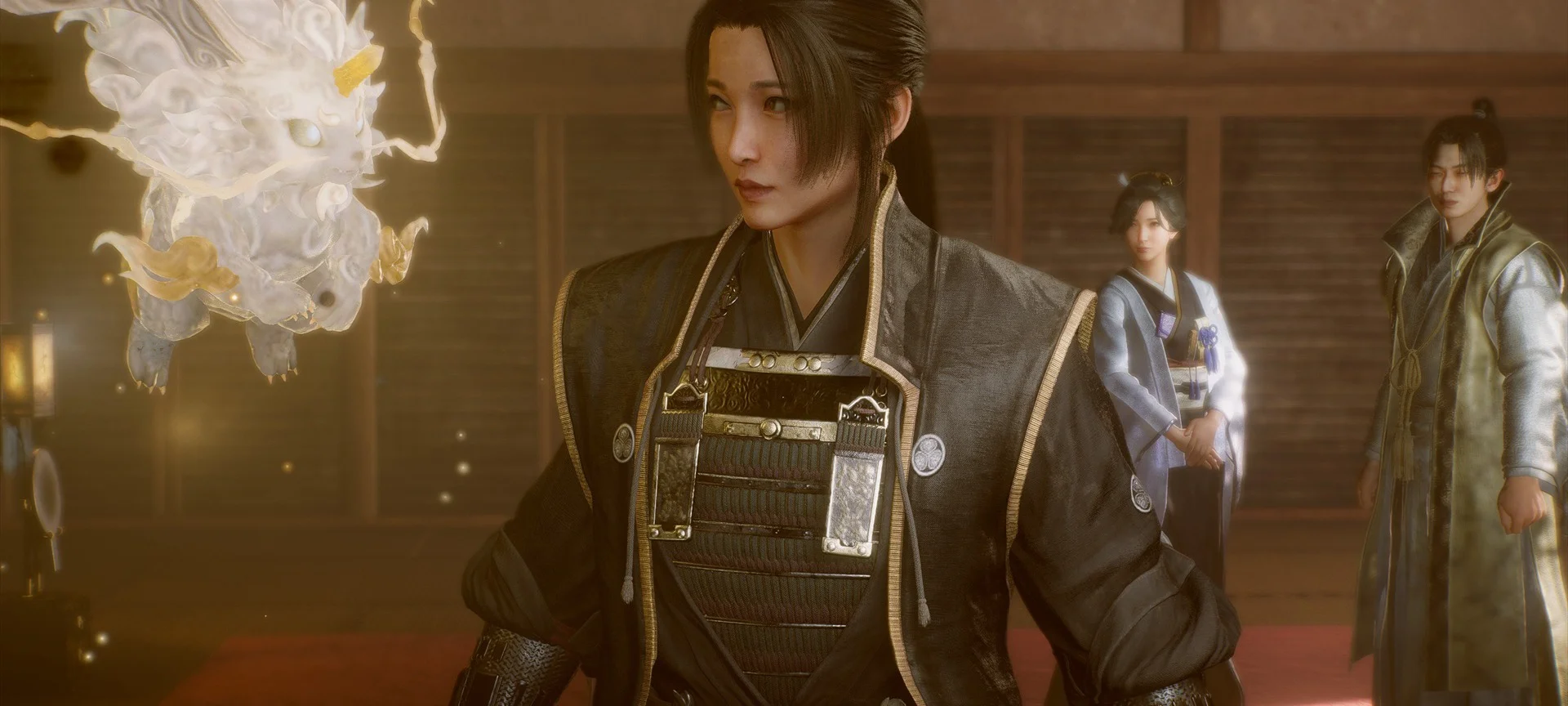 『仁王３』実際のプレイ画面。竹千代と乳母の福、弟の国松――幸せな日々が妖怪の襲来で一変する場面