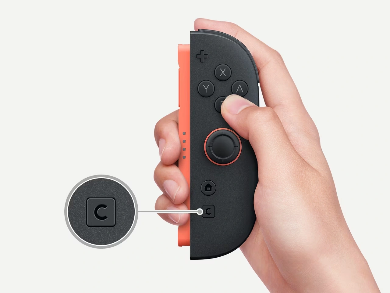 Joy-Con 2（R）のCボタンの位置