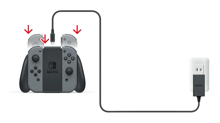 旧Joy-Con充電グリップとNintendo Switch ACアダプターの接続