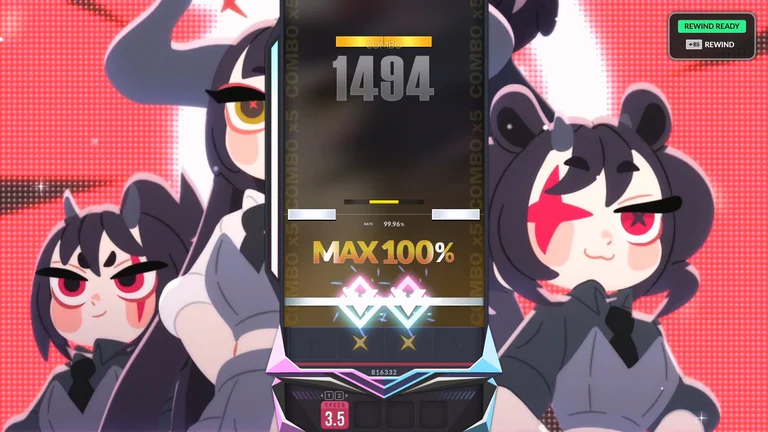 縦方向の譜面を演奏するDJMAX RESPECT Vの公式画面
